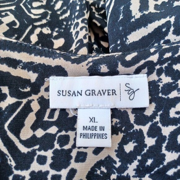 Susan Graver Tunic Top Tiered Layered Animal Print Liquid Knit Womens X Large - Picture 4 of 11